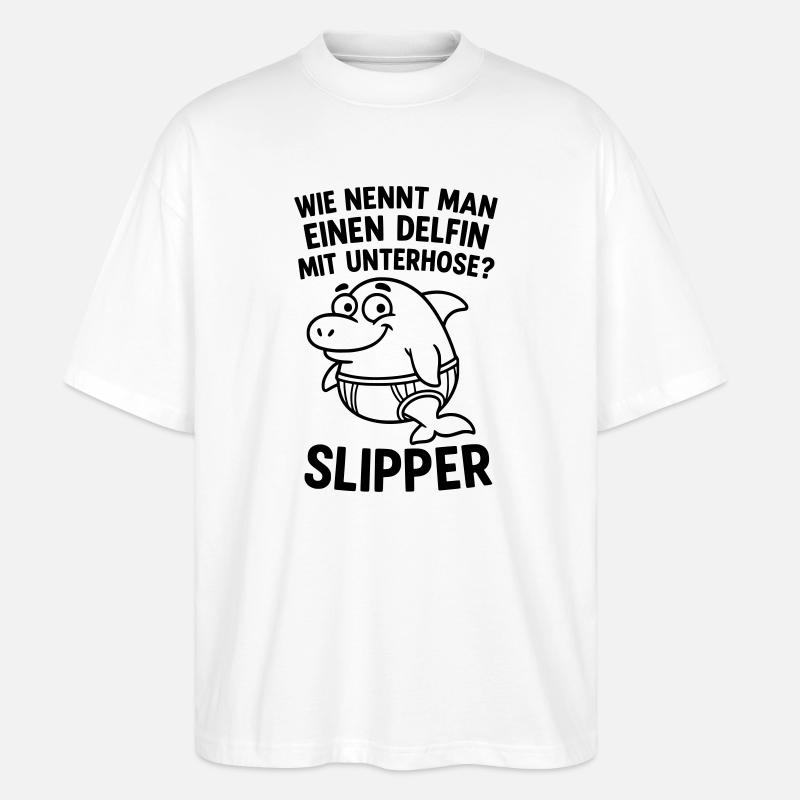 slipper delfin unterhose witz - Stanley/Stella Oversized Unisex Bio T-Shirt Blaster 2.0 - Weiß