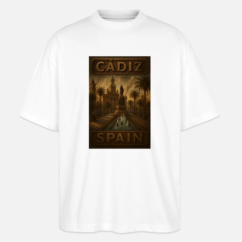 Cádiz Spanien – Steampunk Bronze Reiseposter - Stanley/Stella Oversized Unisex Bio T-Shirt Blaster 2.0 - Weiß