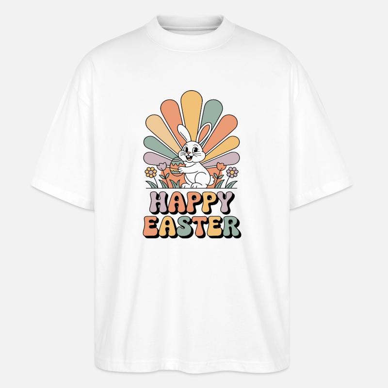 Pastel bunny in Easter rays - Stanley/Stella Oversized Unisex Organic T-shirt Blaster 2.0 - white
