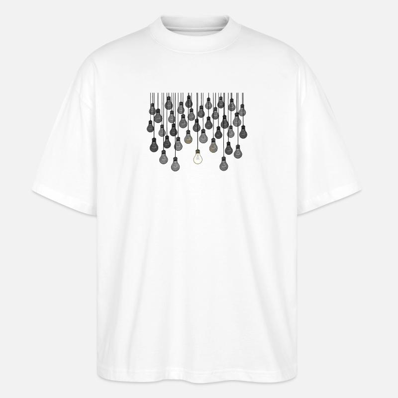 Graues Glühbirnen-Array mit einzigartiger Helligkeit - Stanley/Stella Oversized Unisex Bio T-Shirt Blaster 2.0 - Weiß