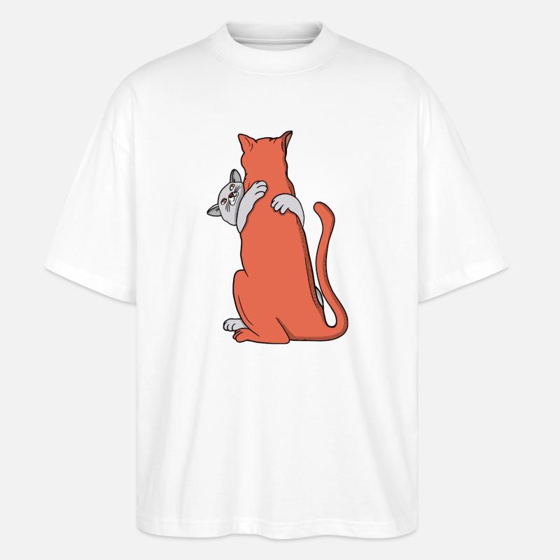 Deux chats s’embrassent dans l’amitié - T-shirt bio Blaster 2.0 coupe oversize Stanley/Stella Unisexe - blanc