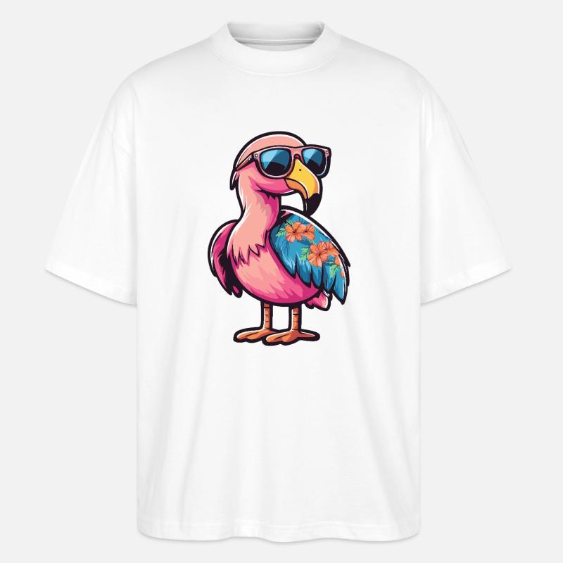 Flamingo Comic Urlaub - Stanley/Stella Oversized Unisex Bio T-Shirt Blaster 2.0 - Weiß