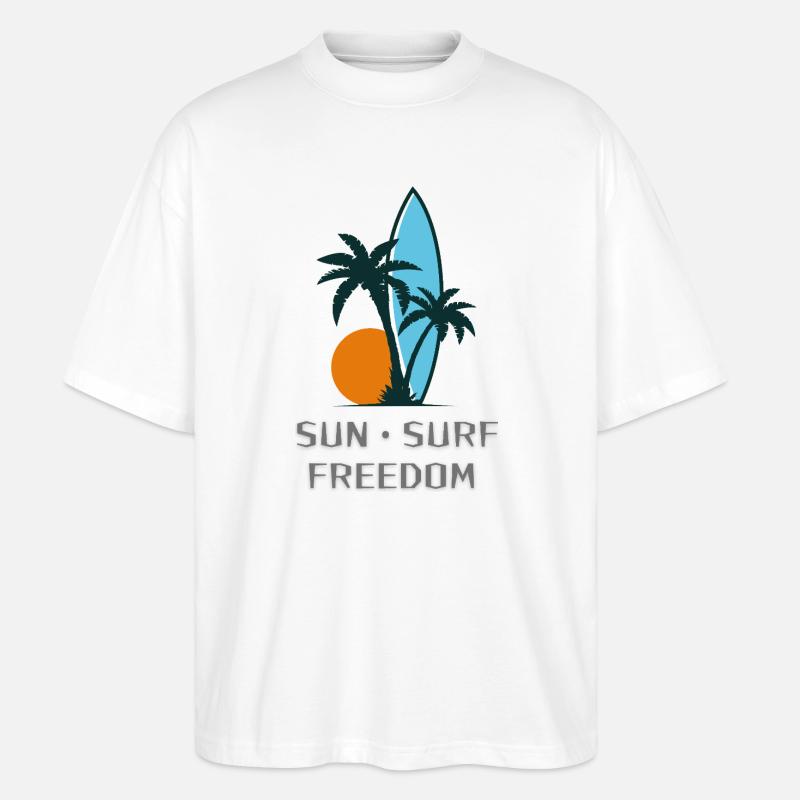 Sonne Surf Freiheit - Stanley/Stella Oversized Unisex Bio T-Shirt Blaster 2.0 - Weiß
