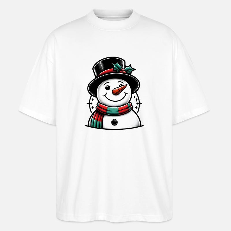 Schneemann mit Hut - Stanley/Stella Oversized Unisex Bio T-Shirt Blaster 2.0 - Weiß