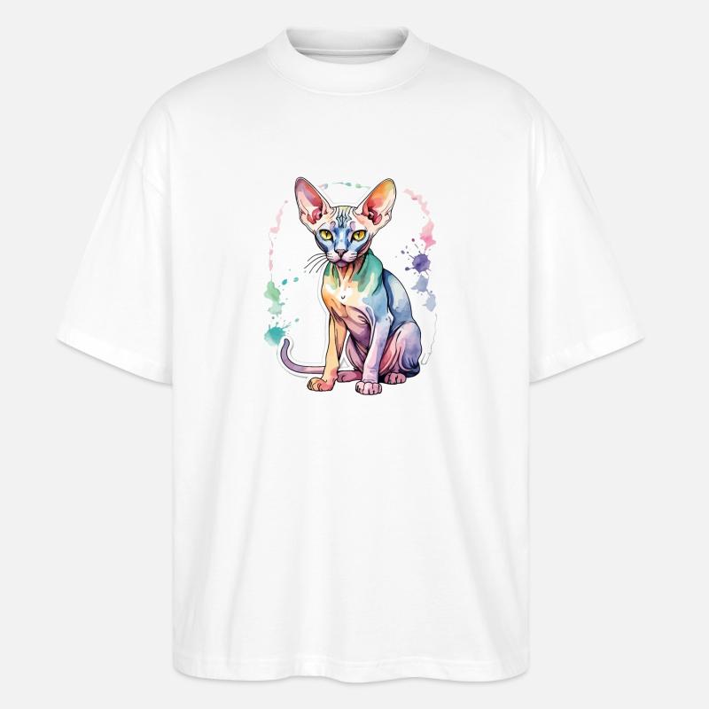 Sphynx Katze Wasserfarben - Stanley/Stella Oversized Unisex Bio T-Shirt Blaster 2.0 - Weiß