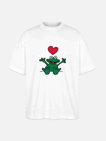 heart_frog_1220113c_b - Stanley/Stella Oversized Unisex Organic T-shirt Blaster 2.0 - white