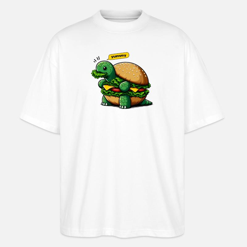 Turtle Burger Funny Animals - Stanley/Stella Oversized Unisex Organic T-shirt Blaster 2.0 - white