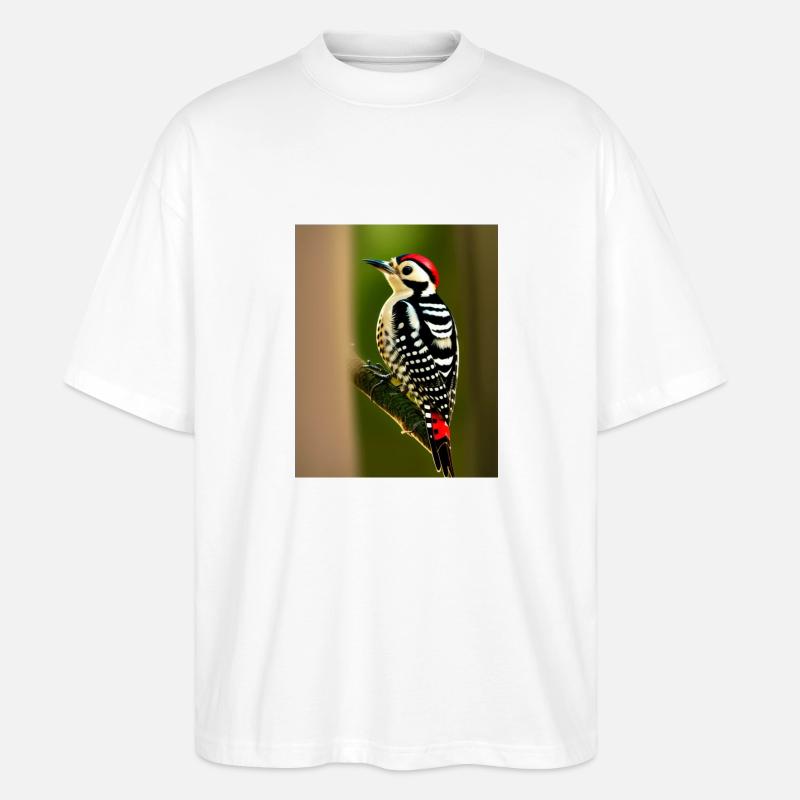 Pfahlspecht rothaarig coole Comic-Zeichnung - Stanley/Stella Oversized Unisex Bio T-Shirt Blaster 2.0 - Weiß