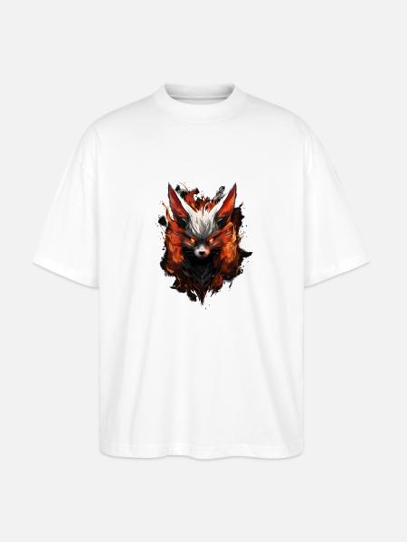 Volpe Demone Fennec Demon Fox - Stanley/Stella Oversized Unisex Organic T-shirt Blaster 2.0 - white