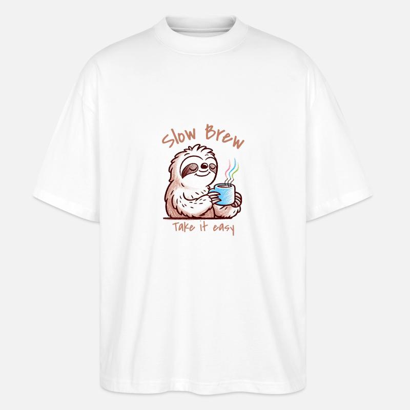 Slow Brew - Stanley/Stella Oversized Unisex Bio T-Shirt Blaster 2.0 - Weiß