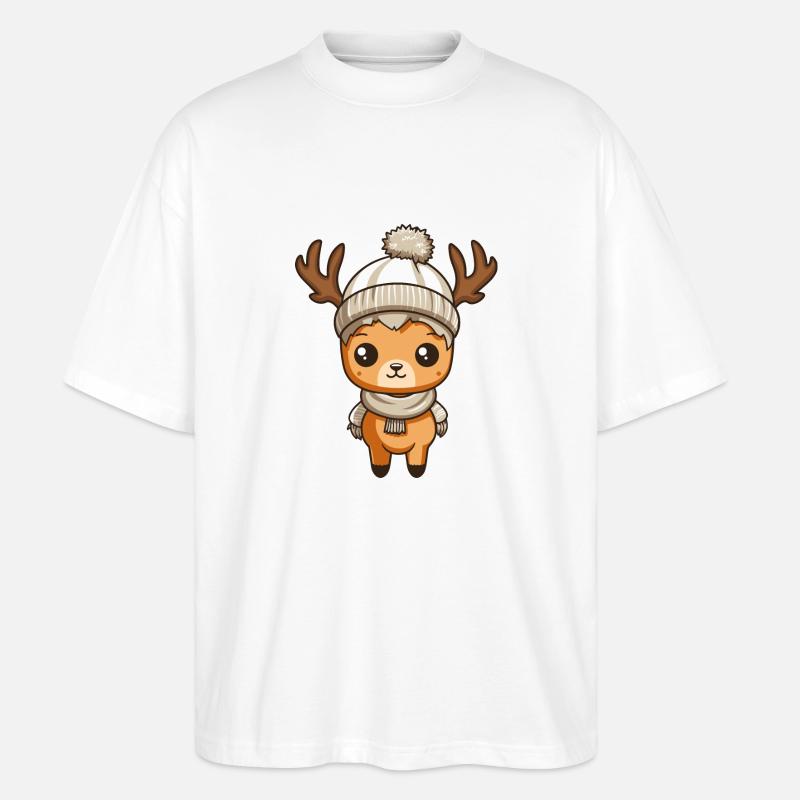 reh reindeer comic - Stanley/Stella Oversized Unisex Bio T-Shirt Blaster 2.0 - Weiß