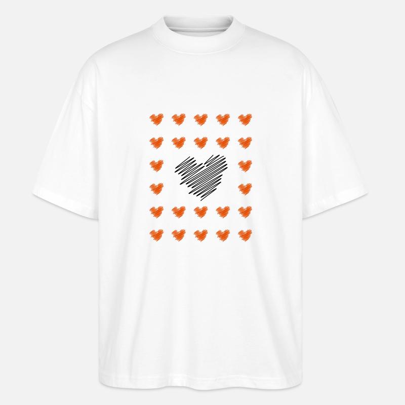 Des cœurs partout - T-shirt bio Blaster 2.0 coupe oversize Stanley/Stella Unisexe - blanc
