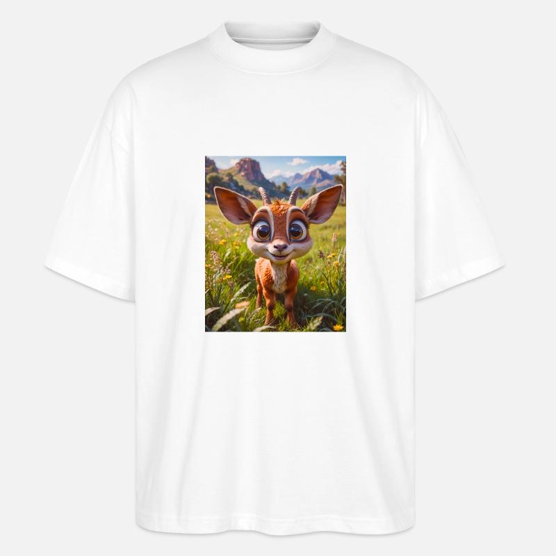 animaux africains super mignons – Antilope - T-shirt bio Blaster 2.0 coupe oversize Stanley/Stella Unisexe - blanc