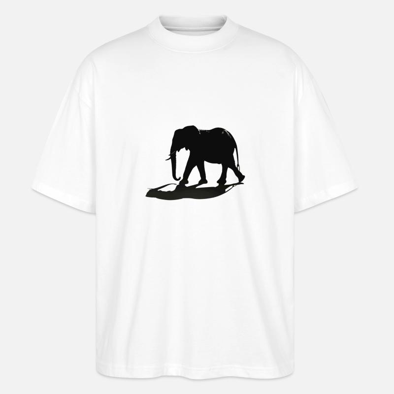 Elephant Silhouette - Stanley/Stella Oversized Unisex Organic T-shirt Blaster 2.0 - white