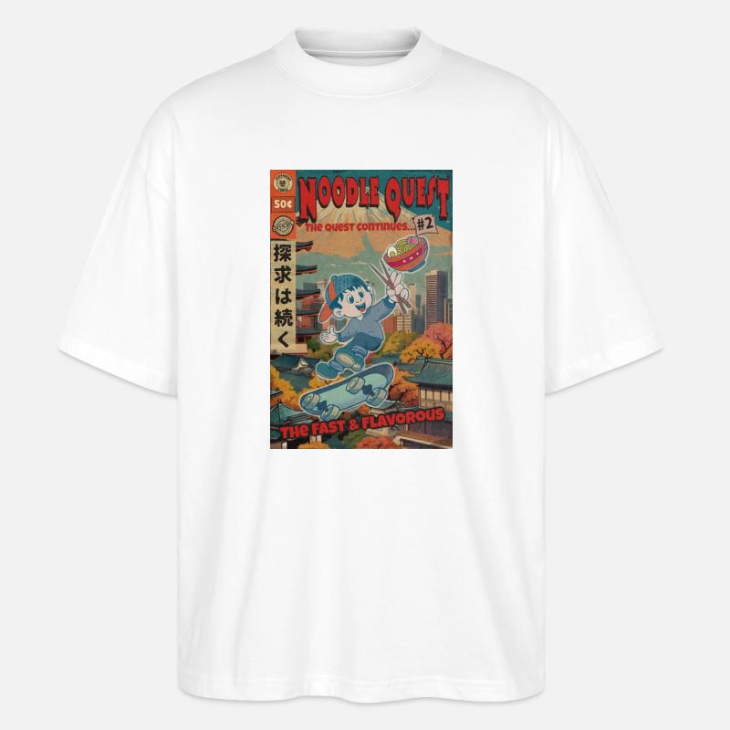 Retro Noodle Quest Comic - Stanley/Stella Oversized Unisex Bio T-Shirt Blaster 2.0 - Weiß