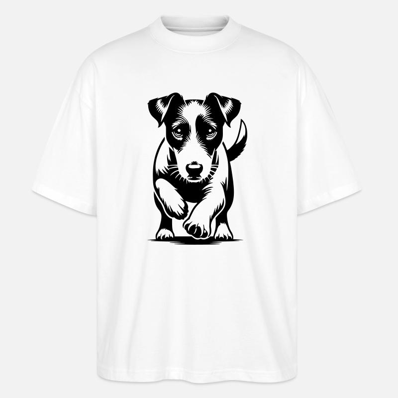 Jack Russell Terrier - Stanley/Stella Oversized Unisex Bio T-Shirt Blaster 2.0 - Weiß