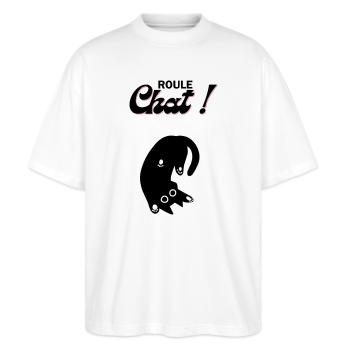 Chat en roue libre ! - T-shirt bio Blaster 2.0 coupe oversize Stanley/Stella Unisexe - blanc - Devant - Alina (178cm) & Michal (187cm)
