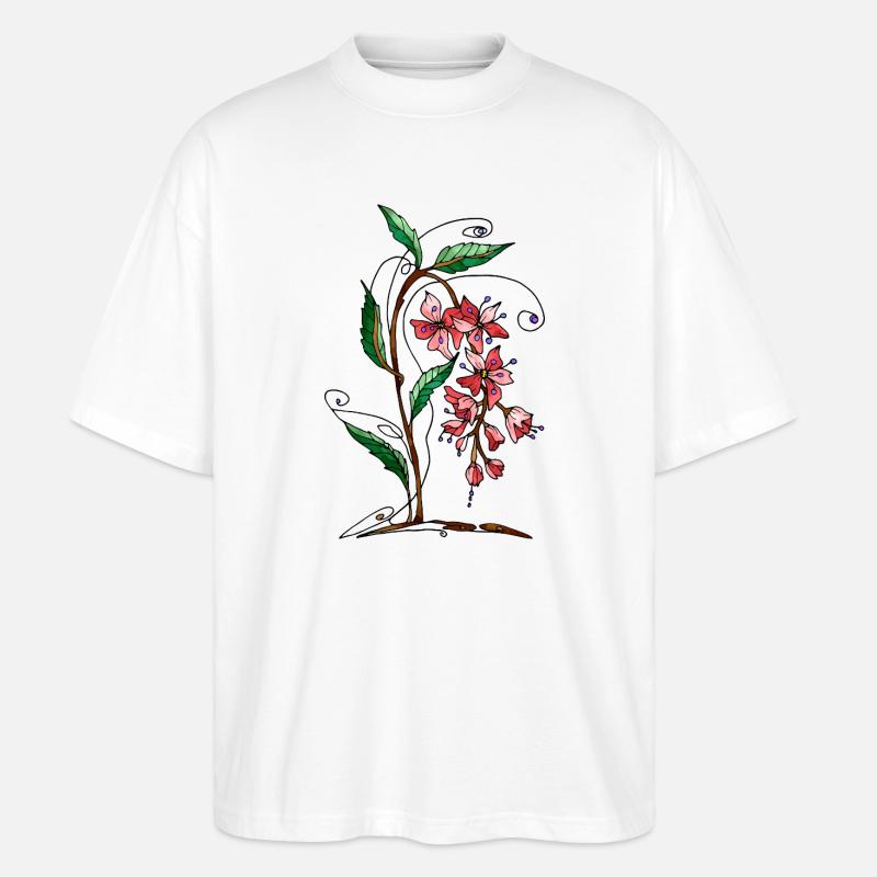 Blumen - Stanley/Stella Oversized Unisex Bio T-Shirt Blaster 2.0 - Weiß