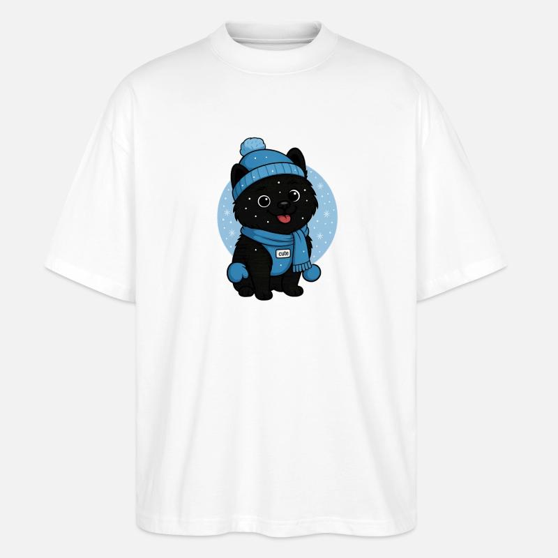 Chien câlin Magie de l’hiver - T-shirt bio Blaster 2.0 coupe oversize Stanley/Stella Unisexe - blanc