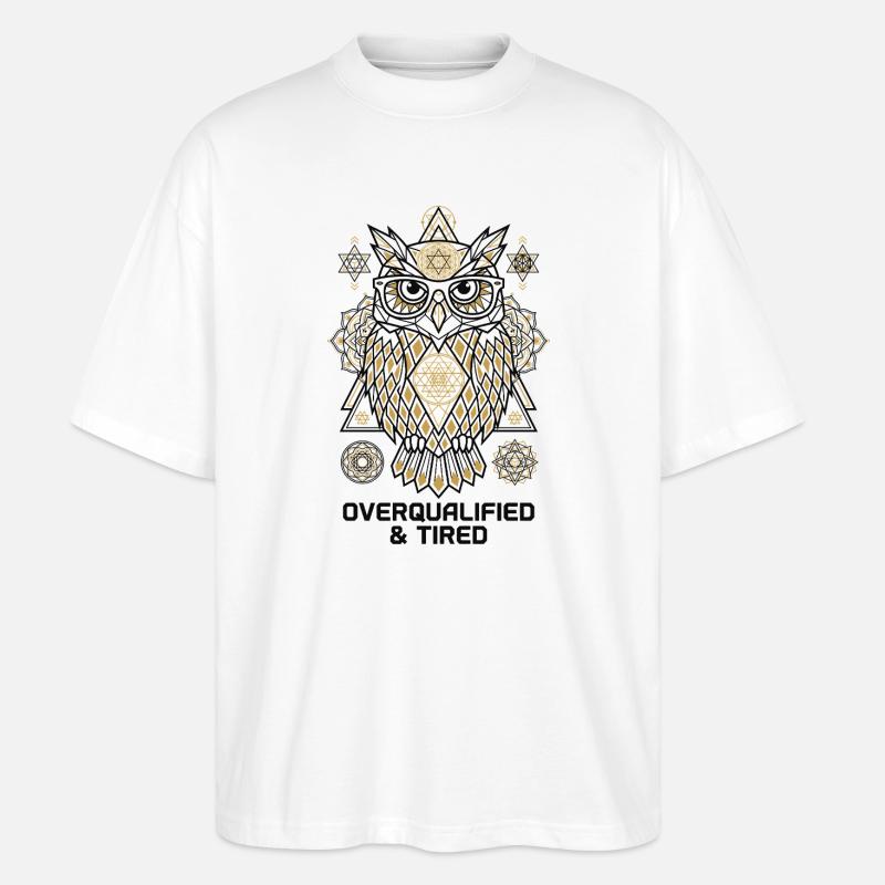 Overqualified Eule Mandala - Stanley/Stella Oversized Unisex Bio T-Shirt Blaster 2.0 - Weiß