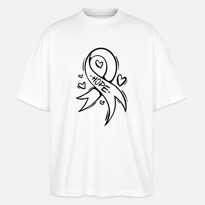 Hope Cancer Schleife Herz - Stanley/Stella Oversized Unisex Bio T-Shirt Blaster 2.0 - Weiß
