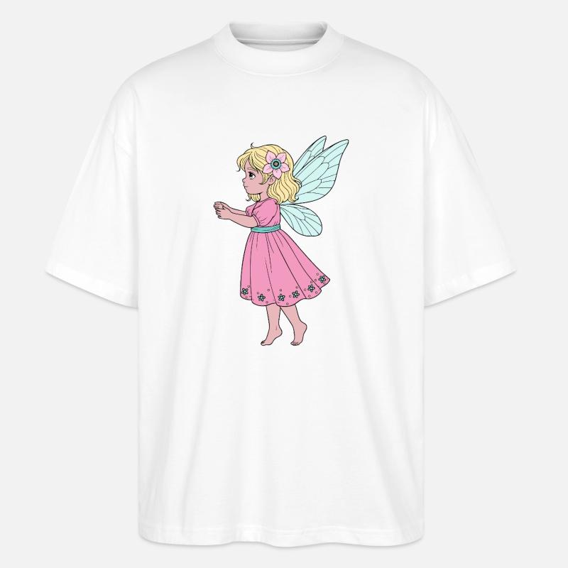 Süße Fee im rosa Kleid - Stanley/Stella Oversized Unisex Bio T-Shirt Blaster 2.0 - Weiß