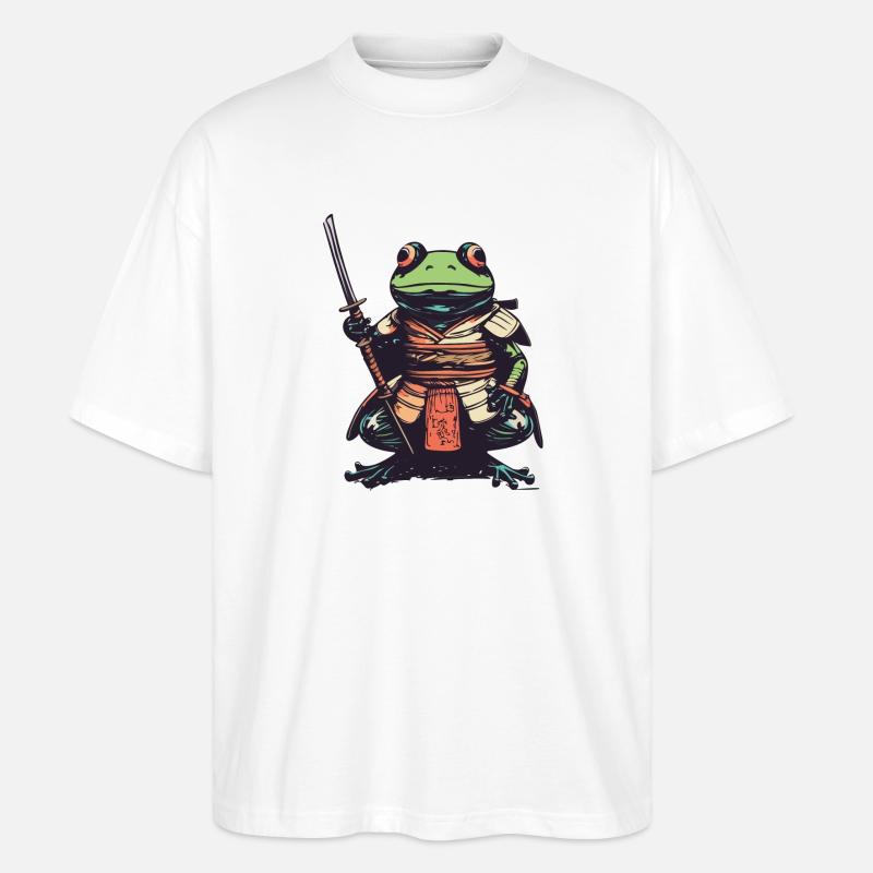 Frosch Mit Katana - Stanley/Stella Oversized Unisex Bio T-Shirt Blaster 2.0 - Weiß