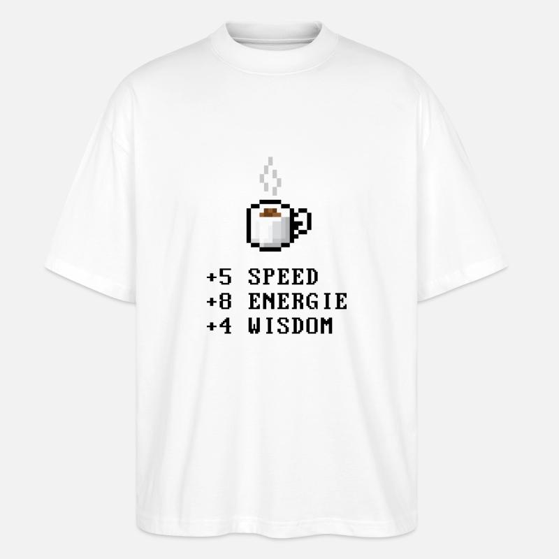Pixel café avec Stats - T-shirt bio Blaster 2.0 coupe oversize Stanley/Stella Unisexe - blanc