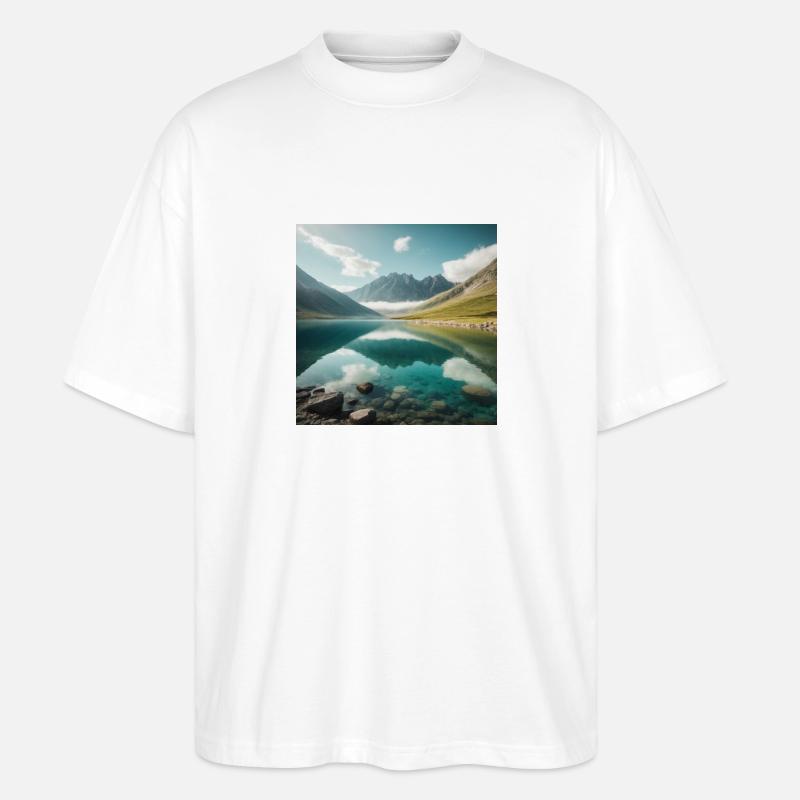 Bergsee mit wunderschöner Reflektion - Stanley/Stella Oversized Unisex Bio T-Shirt Blaster 2.0 - Weiß