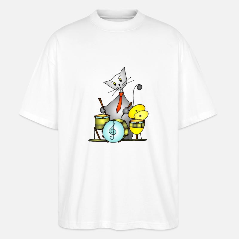 Katze - Stanley/Stella Oversized Unisex Bio T-Shirt Blaster 2.0 - Weiß