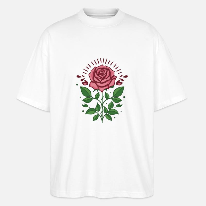 Rosenblüte - Stanley/Stella Oversized Unisex Bio T-Shirt Blaster 2.0 - Weiß