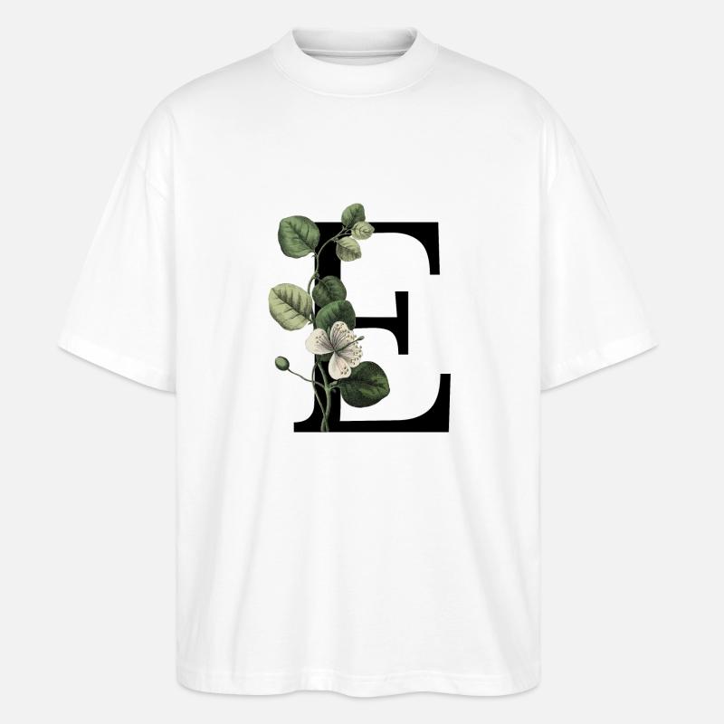 Grüner botanischer Buchstabe E - Stanley/Stella Oversized Unisex Bio T-Shirt Blaster 2.0 - Weiß