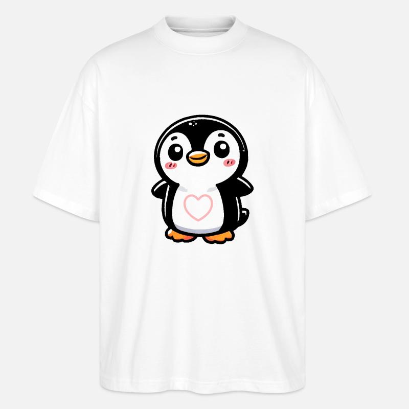 pinguin comic heart - Stanley/Stella Oversized Unisex Bio T-Shirt Blaster 2.0 - Weiß