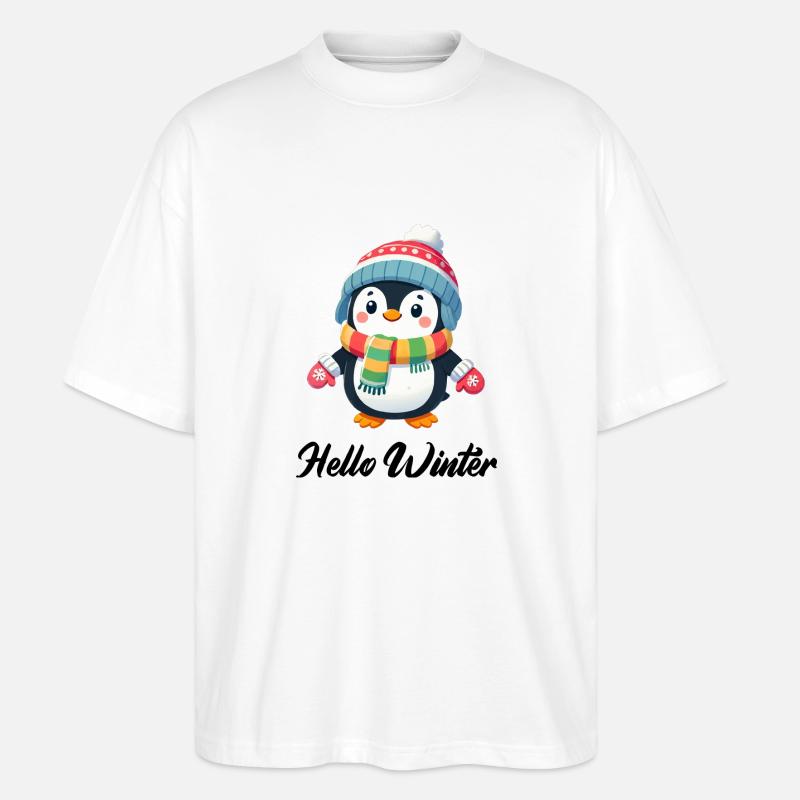 pinguin comic winter - Stanley/Stella Oversized Unisex Bio T-Shirt Blaster 2.0 - Weiß
