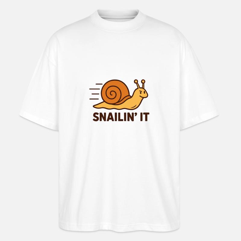Snailin' It – Déterminé et rapide - T-shirt bio Blaster 2.0 coupe oversize Stanley/Stella Unisexe - blanc