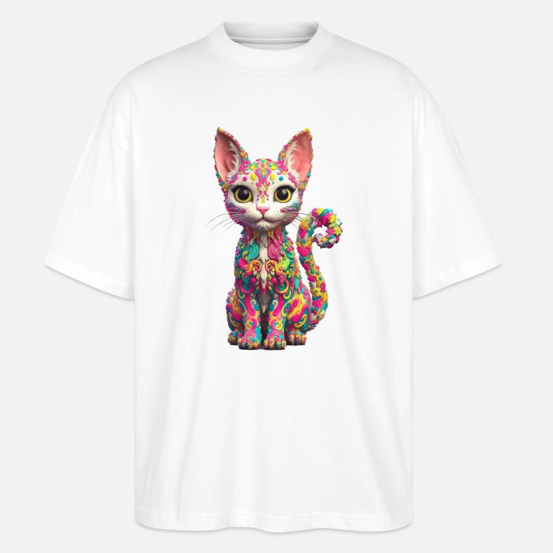 Cooles Katzen Design - Stanley/Stella Oversized Unisex Bio T-Shirt Blaster 2.0 - Weiß