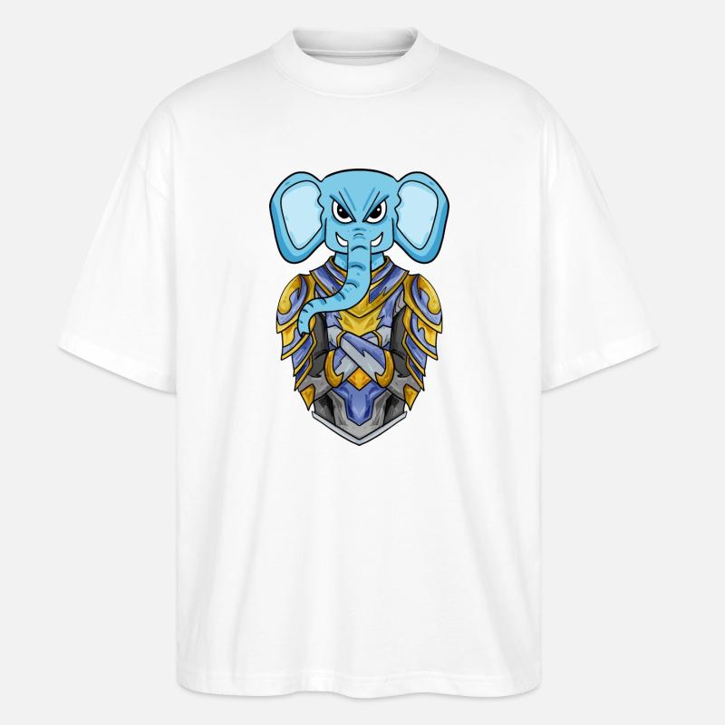 Chevalier éléphant cool - T-shirt bio Blaster 2.0 coupe oversize Stanley/Stella Unisexe - blanc