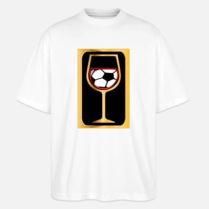 FUßBALL WEIN GLAS - Stanley/Stella Oversized Unisex Bio T-Shirt Blaster 2.0 - Weiß