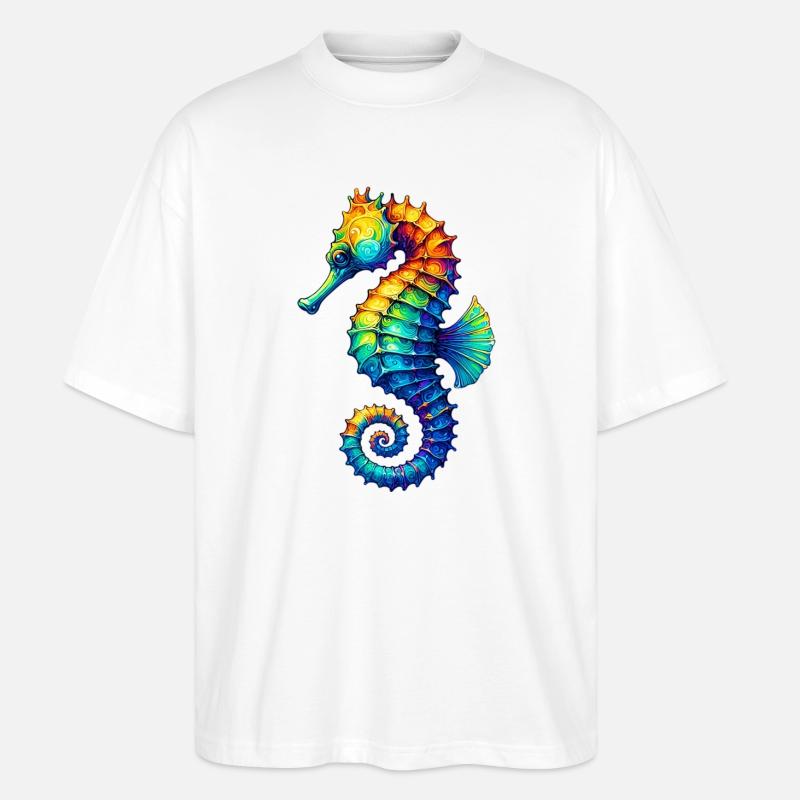 Seepferdchen - Stanley/Stella Oversized Unisex Bio T-Shirt Blaster 2.0 - Weiß