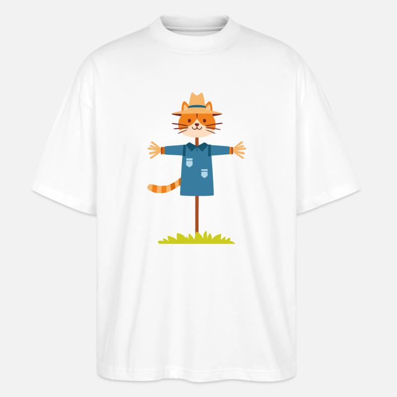Vogelscheuche Katze - Stanley/Stella Oversized Unisex Bio T-Shirt Blaster 2.0 - Weiß