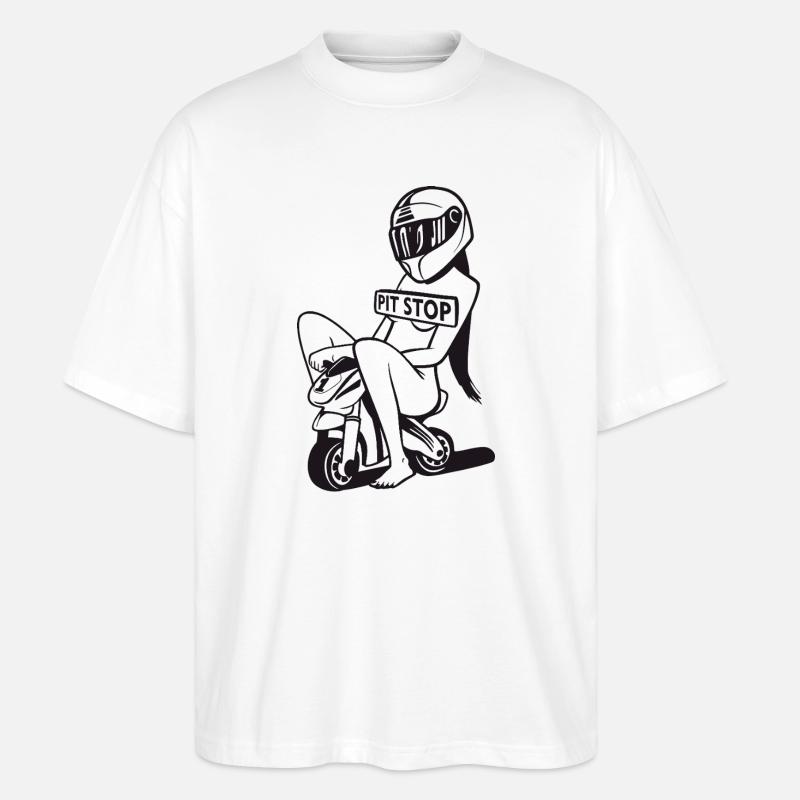 Pit Stop Racer Mädchen - Stanley/Stella Oversized Unisex Bio T-Shirt Blaster 2.0 - Weiß