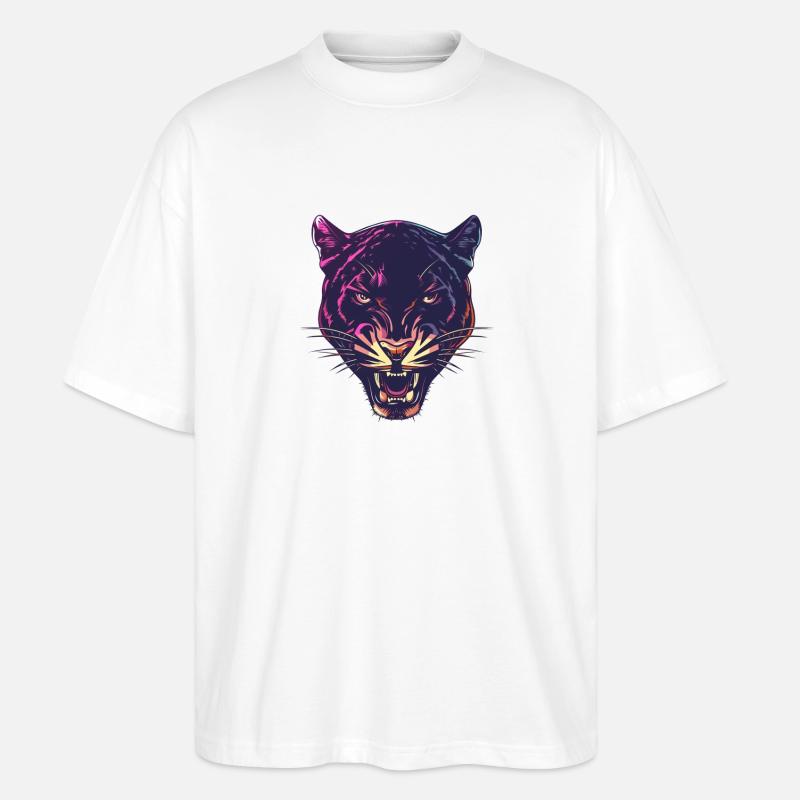 Neon Panther Kopf Design - Stanley/Stella Oversized Unisex Bio T-Shirt Blaster 2.0 - Weiß