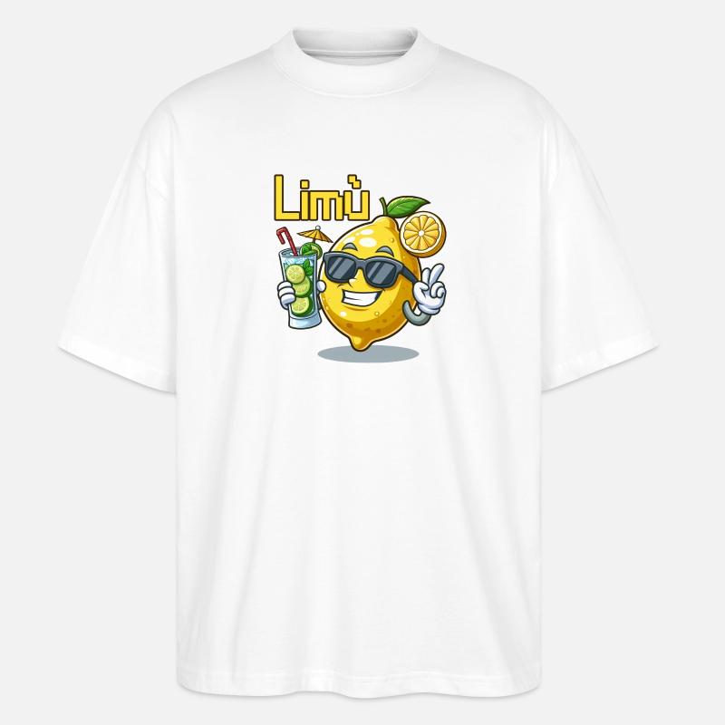 Lemon Character mit Sonnenbrille und Cocktail - Stanley/Stella Oversized Unisex Bio T-Shirt Blaster 2.0 - Weiß