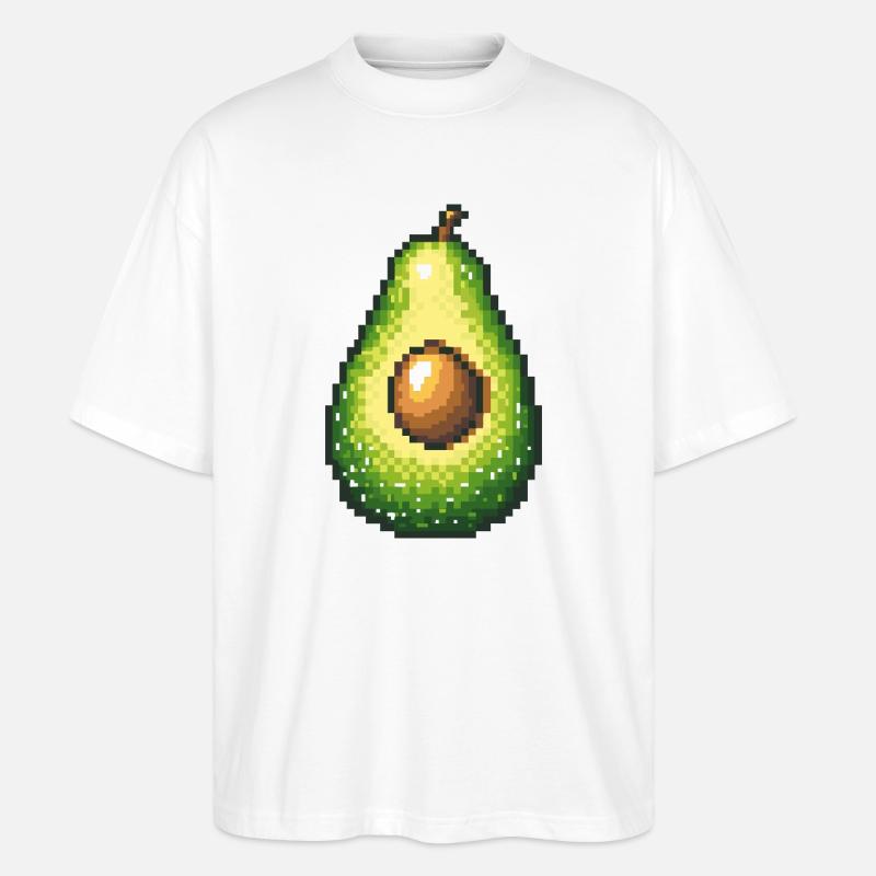 Pixel Avocado Retro Fruit Image - Stanley/Stella Oversized Unisex Organic T-shirt Blaster 2.0 - white