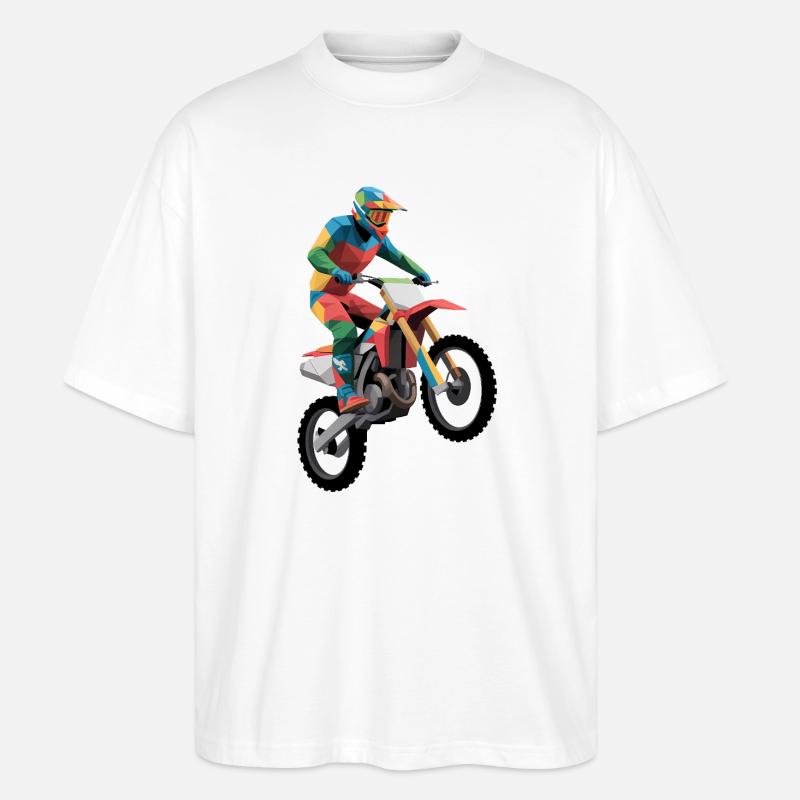 Motocross - Cooles Motorrad Logo - Stanley/Stella Oversized Unisex Bio T-Shirt Blaster 2.0 - Weiß