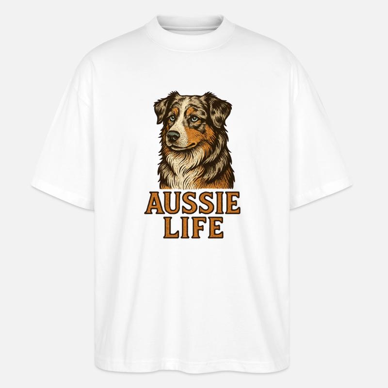 Australian Shepherd Hund - Australian Shepherd - Stanley/Stella Oversized Unisex Bio T-Shirt Blaster 2.0 - Weiß