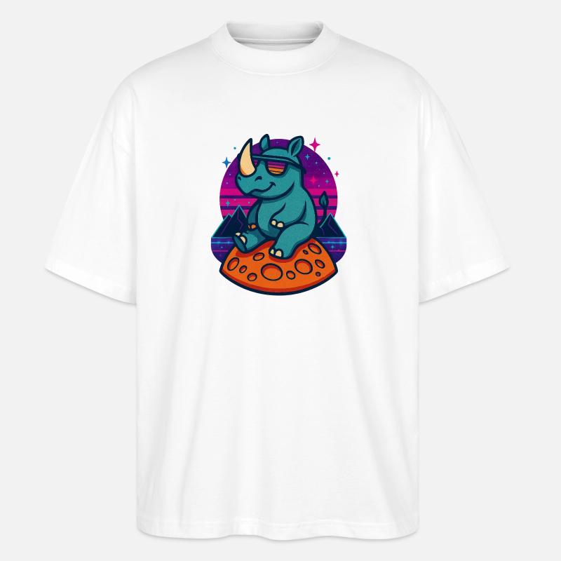 Cosmic Rhino Retro - Stanley/Stella Oversized Unisex Bio T-Shirt Blaster 2.0 - Weiß