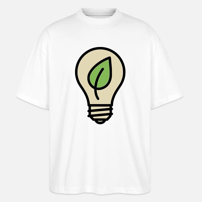 Glühbirne Blatt Öko Idee - Stanley/Stella Oversized Unisex Bio T-Shirt Blaster 2.0 - Weiß