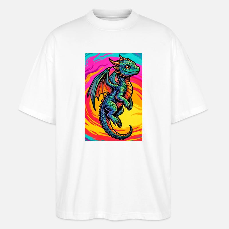 Drache - Stanley/Stella Oversized Unisex Bio T-Shirt Blaster 2.0 - Weiß