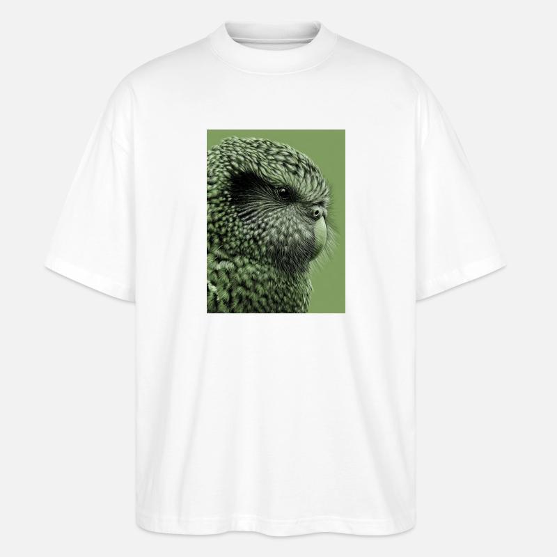 Illustration Kakapo en vert - T-shirt bio Blaster 2.0 coupe oversize Stanley/Stella Unisexe - blanc